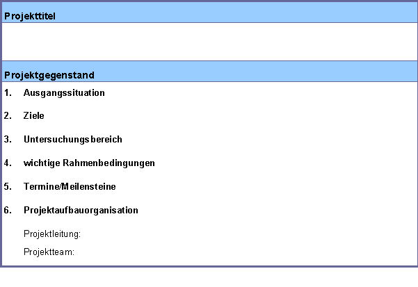 Vordruck-Abbildung: Projektauftrag
