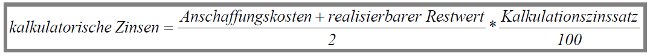 Abbildung: Formel zur Berechnung der kalkulatorischen Zinsen